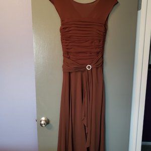 Rich Brown Cocktail Dress with Rhinestone Buckle by Sangria - Size 12